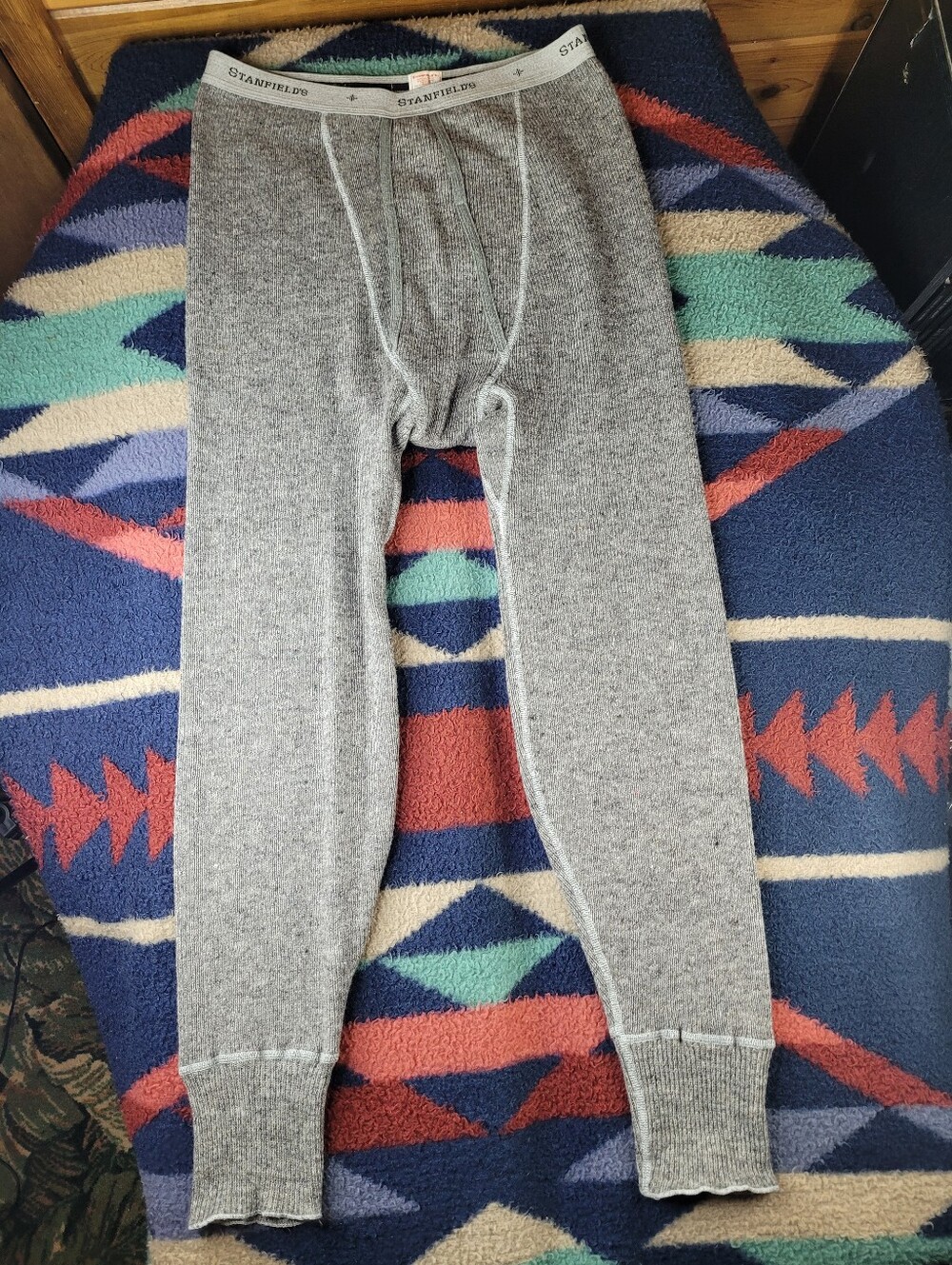 Vtg Stanfield's Wool Blend Long Johns Bottoms Mens Large Heather Gray 30x27